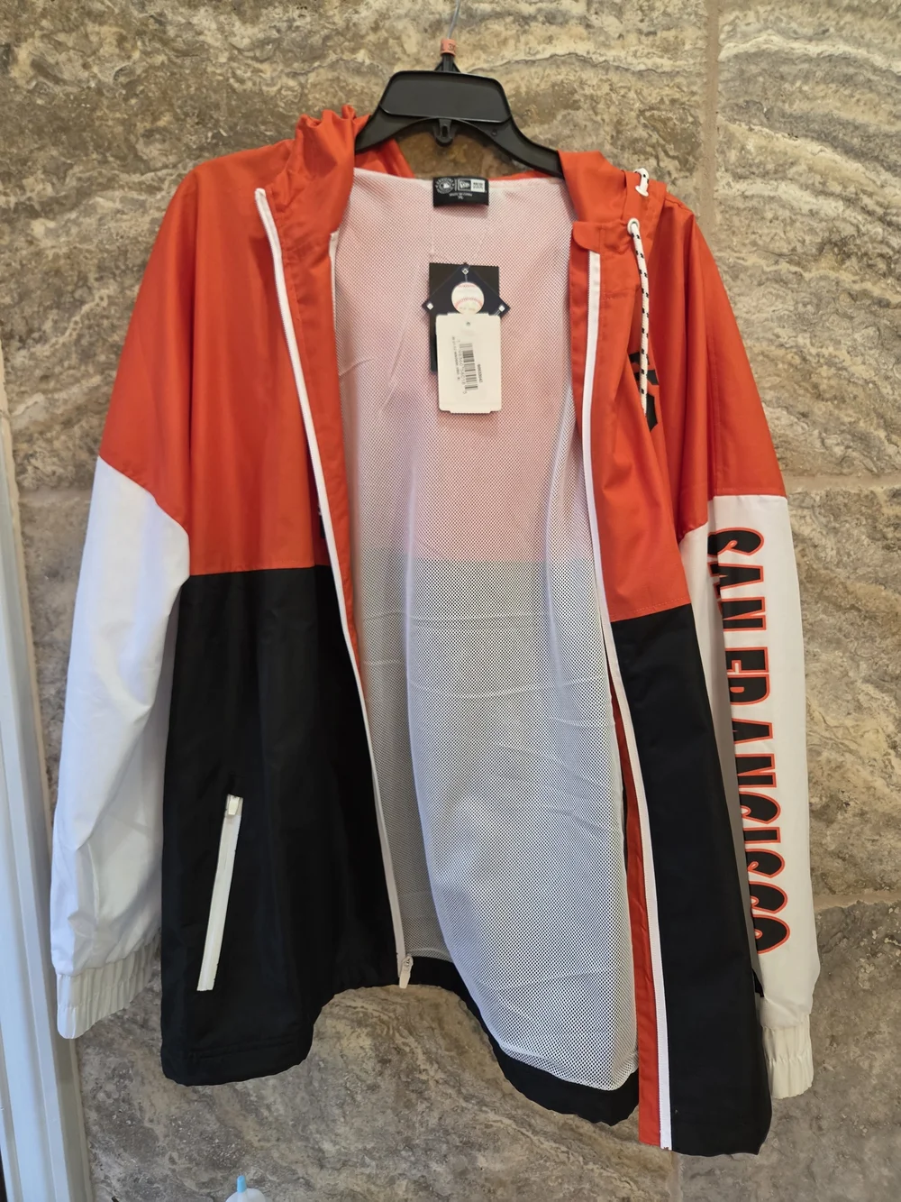 NWT New Era San Francisco Colorblock Windbreaker Jacket - Orange/Black/White